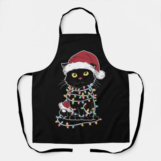 Moppige Kattenliefhebber Kerstlichtjes Schort (Voorkant)