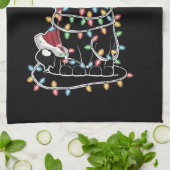 Moppige Kattenliefhebber Kerstlichtjes Theedoek (Gevouwen)