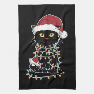 Moppige Kattenliefhebber Kerstlichtjes Theedoek