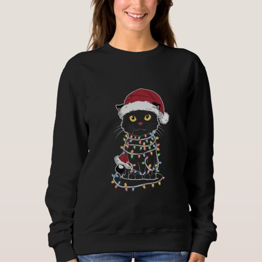 Moppige Kattenliefhebber Kerstlichtjes Trui (Voorkant)