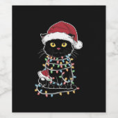 Moppige Kattenliefhebber Kerstlichtjes Wijn Etiket (Enkel label)