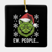 Moppige Kerstkat Bah Mensen Meowy Kattenliefhebber Keramisch Ornament (Voorkant)