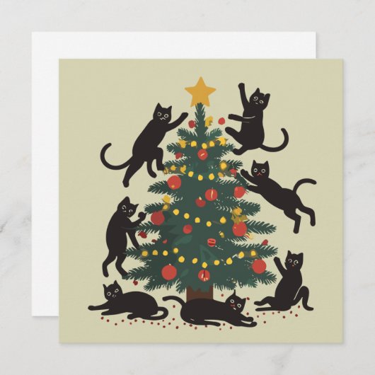 Moppige Kerstmis Kat Liefhebber Fijne Kat Jaar Feestdagenkaart (Voorkant / Achterkant)