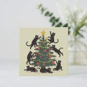 Moppige Kerstmis Kat Liefhebber Fijne Kat Jaar  Feestdagenkaart (Staand voorkant)