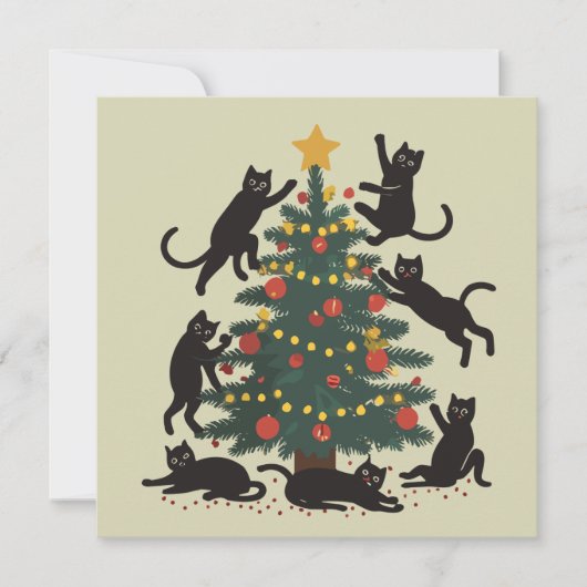 Moppige Kerstmis Kat Liefhebber Fijne Kat Jaar  Feestdagenkaart (Voorkant)