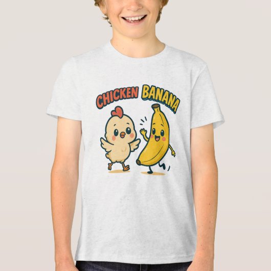 MOPPIGE KIP BANAAN! Tri-Blend SHIRT (Voorkant)
