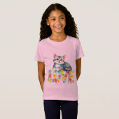 Moppige Kitten Rustende Liefde Cute Kat Ontwerp T-shirt (Voorkant volledig)