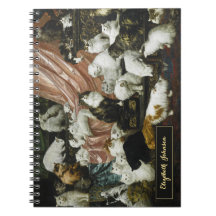 Moppige Kittens Katten Vintage Kunst Aangepast Gou