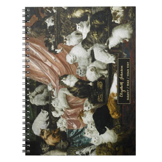 Moppige Kittens Oude Kunst Gouden Monogram Schets Notitieboek (Voorkant)
