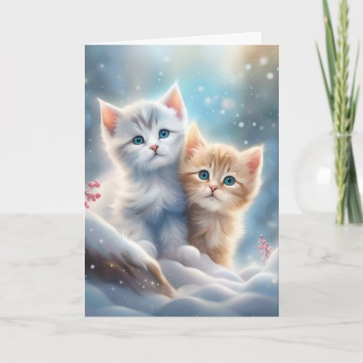 Moppige Kittens Winter Wonderland Kaart (Voorkant)