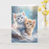 Moppige Kittens Winter Wonderland Kaart (Gele Bloem)