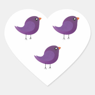 Moppige kleine vogeltje hart sticker