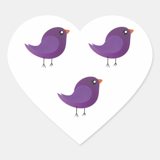 Moppige kleine vogeltje hart sticker (Voorkant)