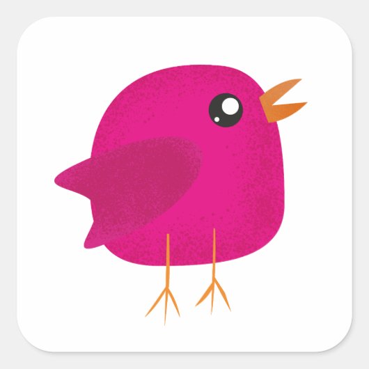 Moppige kleine vogeltje vierkante sticker (Voorkant)
