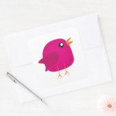 Moppige kleine vogeltje vierkante sticker (Envelop)