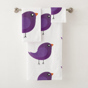 Moppige kleine vogeltjes bad handdoek