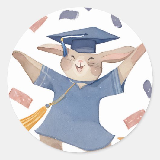 Moppige Konijn Afstudeer Stickers (Voorkant)