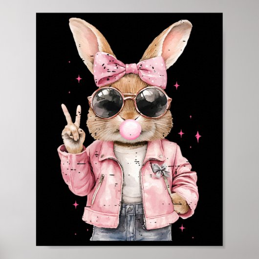 Moppige Konijn Konijntje Blaast Bubbel Grappige Ea Poster (Voorkant)