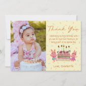 Moppige Konijnen met Taart Gele Kinderen Verjaarda Bedankkaart (Voorkant)