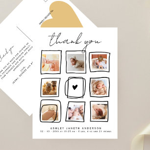 Moppige Krabbels Meerdere Foto's Dank Je Wel Baby Briefkaart