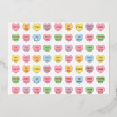 Moppige leuke aangepaste gespreks snoep harten folie feestdagenkaart (Voorkant)