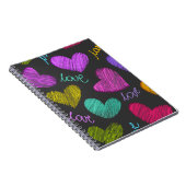 Moppige Levensechte Gekrabbelde Harten met Liefdes Notitieboek (Rechterzijde)