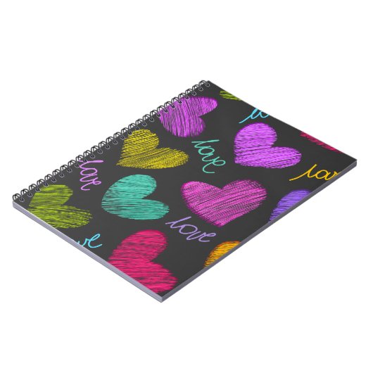 Moppige Levensechte Gekrabbelde Harten met Liefdes Notitieboek (Linkerzijde)