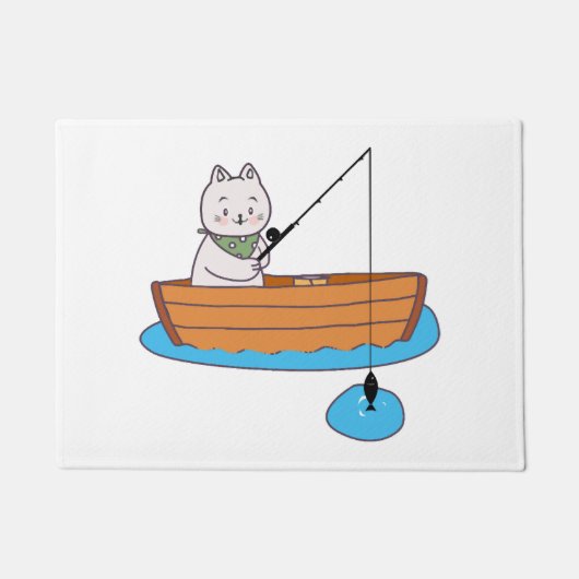 Moppige lieve poes kitten met hengel deurmat (Voorkant)