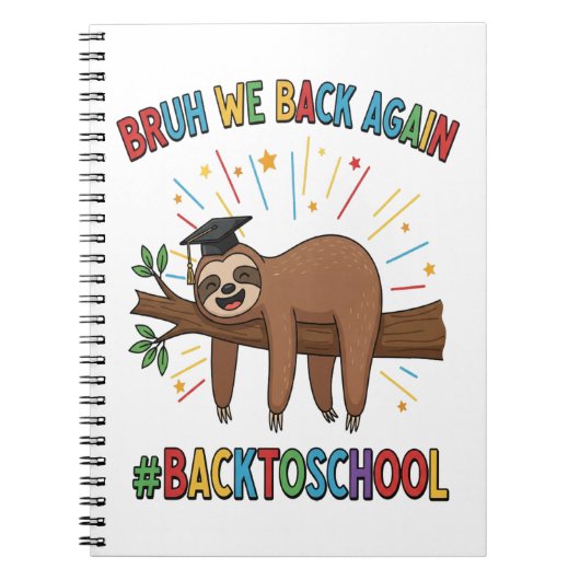 Moppige Luiaard Terug naar School Notitieboek (Voorkant)