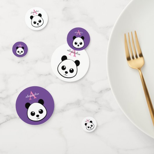 Moppige Pandabeer Aangepast Monogram Confetti – Fe (Groep)