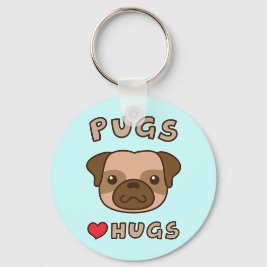 Moppige Pugs Houden van Knuffels Sleutelhanger voo (Voorkant)