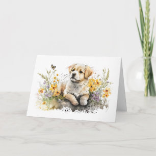 Moppige Pup in de Modder voor Verjaardag Kaart