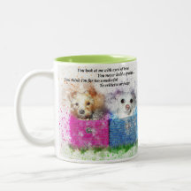 Moppige Puppies in Roze & Blauwe Mandjes Koffiemok