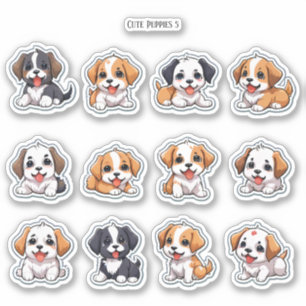 Moppige Puppies Scrapbook Papier Stickers