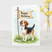 Moppige Puppy Spandoekaart Kaart (Gele Bloem)