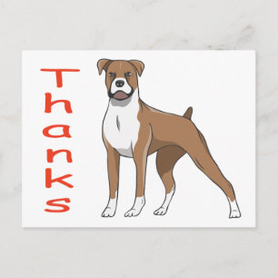 Moppige Puppycartoon Boxer Hond Bedankt Ansichtkaa Briefkaart