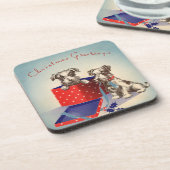 Moppige puppyhonden, kerstgroeten uit het verleden bier onderzetter (Linkerzijde)