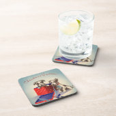 Moppige puppyhonden, kerstgroeten uit het verleden bier onderzetter (Rechterzijde)