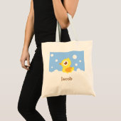 Moppige Rubber Eendje Bubbles Kinder Naam Boodscha Tote Bag (Voorkant (product))