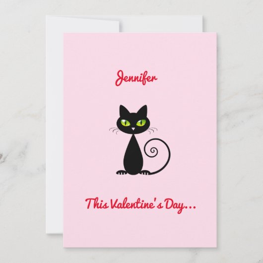 Moppige Schattige Valentijns Mijn Zwarte Kat Met N Feestdagenkaart (Voorkant)