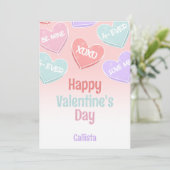 Moppige snoep hartjes Valentijnsdag Feestdagenkaart (Staand voorkant)