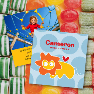 Moppige Tekenfilm Leeuwen Jongeren Profielfoto Vis Vierkante Visitekaartje