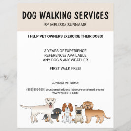 Moppige Tekenfilmhonden - Hondenuitlaatservices Flyer