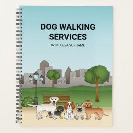 Moppige Tekenfilmhonden in een Park - Hondenuitlaa Planner