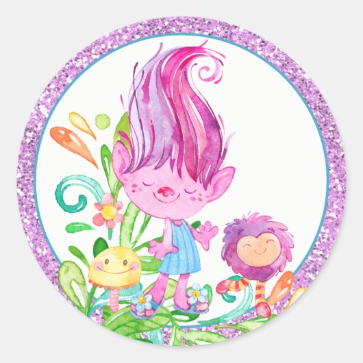 Moppige trolstickers ronde sticker (Voorkant)