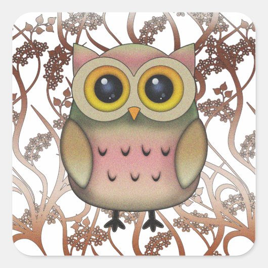 Moppige Uil Stickers Met Grote Ogen (Voorkant)