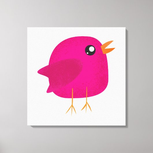 Moppige vogeltje voor kinderen canvas afdruk (Voorkant)