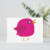 Moppige vogeltje voor kinderen save the date (Staand voorkant)