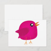 Moppige vogeltje voor kinderen save the date (Voorkant / Achterkant)