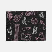 Moppige Volleybal Doodle Tekening Aangepaste Kleur Fleece Deken (Voorkant (Horizontaal))